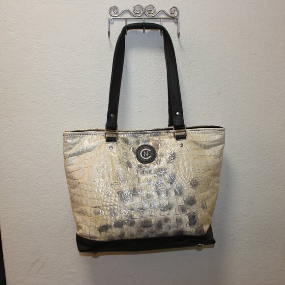 Leather Mock Croc Christopher Neiman Shoulder Bag - Picture 1 of 9